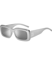 HUGO - Grey Sunglasses With Stacked-logo Temples - Lyst