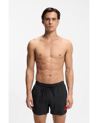 HUGO - Quick-Drying Swim Shorts With Logo Label - Lyst