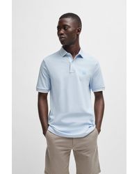 BOSS - Slim-fit Polo Shirt In Washed Stretch-cotton Piqué - Lyst