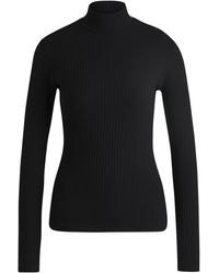 HUGO - Slim-Fit Longsleeve Aus Stretch-Baumwolle Mit Logo-Print - Lyst