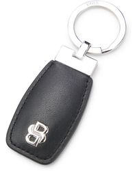 BOSS - Leather Key Ring With Chrome Double B Monogram - Lyst