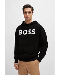 BOSS - Cotton-terry Hoodie With Rubber-print Logo - Lyst