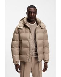 BOSS - Water-Repellent Padded Jacket With Micro-Monogram Jacquard - Lyst