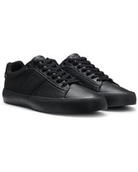 BOSS - Faux-Leather Trainers With Plain And Grained Textures - Lyst