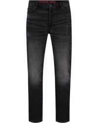 HUGO - Tapered-fit Jeans Van Zwart Comfortabel Stretchdenim - Lyst