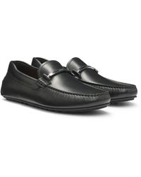 BOSS - Leren Loafers Met Logohardware - Lyst