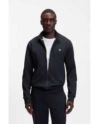 BOSS - Zip-Up Sweatshirt With Double-B-Monogram Badge - Lyst