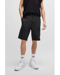 HUGO - Structured-cotton Shorts With Drawstring And Logo Patch - Lyst