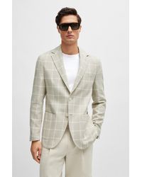 BOSS - Regular-fit Jacket In A Checked Cotton Blend - Lyst