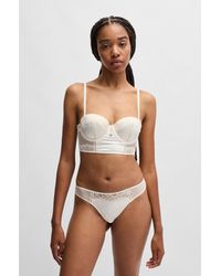 BOSS - Longline Lace-Trim Underwire Bra With Double B Monogram - Lyst