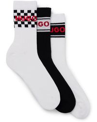 HUGO - Three-pack Of Short Logo Socks In A Cotton Blend - Lyst
