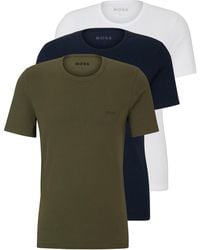 BOSS - Three-pack Of Underwear T-shirts With Embroidered Logos - Lyst