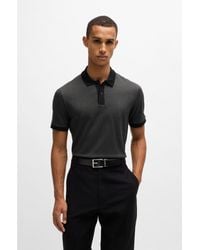 BOSS - Mercerised-Cotton Polo Shirt With Micro Pattern - Lyst