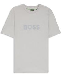 BOSS - T-Shirt Van Katoenen Jersey Met Dubbel Logo-Artwork - Lyst