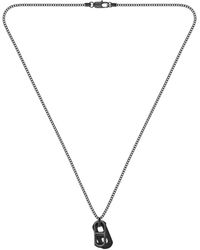 BOSS - Plated Necklace With Metal Link And Leather Tag - Lyst