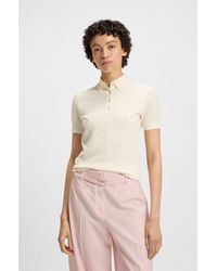 BOSS - Structured Knit Sweater With Polo Collar - Lyst