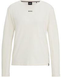 BOSS - Stretch-cotton Long-sleeved Pyjama Top With Printed Logo - Lyst