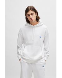 HUGO - Cotton-terry Hoodie With Smiley-face Logo - Lyst