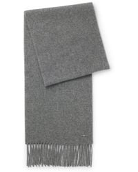 BOSS - Cashmere Scarf With Metal Logo Plate - Lyst