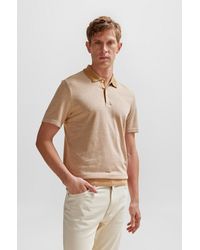 BOSS - Bubble-structure Polo Shirt In Cotton And Cashmere - Lyst
