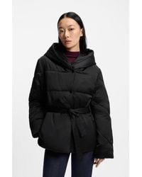 BOSS - Water-Repellent Quilted Jacket With Belt - Lyst