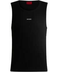 HUGO - Débardeur en coton stretch côtelé à logo imprimé - Lyst