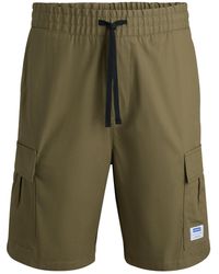 HUGO - Shorts Van Gestructureerde Katoen Met Trekkoord En Logopatch - Lyst