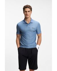 BOSS - Active Stripe-Jersey Slim-Fit Polo Shirt With Four-Way Stretch - Lyst