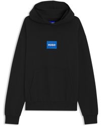 HUGO - Hoodie Van Katoenen Badstof Met Blauw Logo - Lyst
