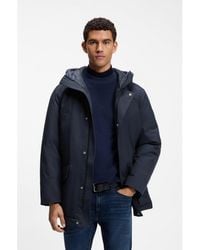 BOSS - Water-Repellent Parka Jacket With Logo Badge - Lyst
