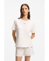 BOSS - Stretch-Cotton Pyjama T-Shirt With Logo Print - Lyst