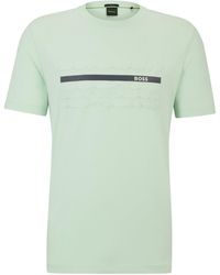 BOSS - Regular-fit T-shirt Van Stretchkatoen Met Artwork In Reliëf - Lyst