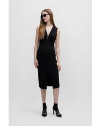 HUGO - Sleeveless Midi Dress With Cut-outs And Ring Detail - Lyst