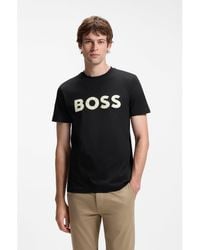 BOSS - Cotton-jersey T-shirt With Rubber-print Logo - Lyst