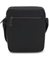 BOSS - Textured Reporter Bag With Tonal Logo - Lyst