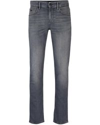 BOSS - Extra Slim-Fit Jeans aus grauem Denim mit Kaschmir-Haptik - Lyst