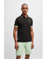 BOSS - Cotton-piqué Polo Shirt With Contrast Stripes And Logo - Lyst