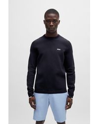BOSS - Cotton-blend Regular-fit Sweater With Logo Print - Lyst