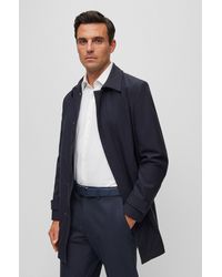 BOSS - Regular-fit Coat In A Rain-resistant Wool Blend - Lyst