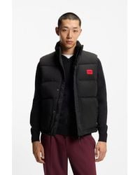 HUGO - Water-Repellent Gilet With Logo Badge - Lyst