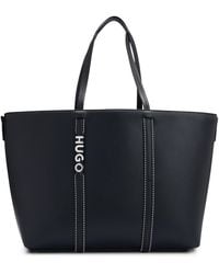 HUGO - Faux-leather Shopper Bag With Logo Detail - Lyst