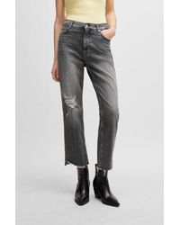 BOSS - Slim-fit Jeans In Grey Stretch Denim - Lyst