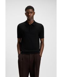 HUGO - Knit Polo With Covered Placket - Lyst