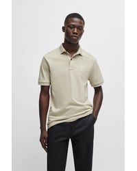 BOSS - Slim-fit Polo Shirt In Washed Stretch-cotton Piqu - Lyst