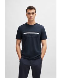 BOSS - Stretch-cotton Regular-fit T-shirt With Emed Artwork - Lyst