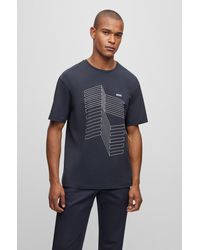 BOSS - Relaxed-fit T-shirt In Stretch Cotton With Logo Artwork - Lyst