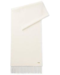 BOSS - Wool Woven Scarf With Logo Rivet - Lyst