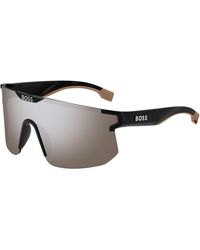 BOSS - Black Mask-style Sunglasses With Branded Temples And Bridge - Lyst