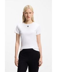 HUGO - Regular-Fit T-Shirt With Stacked-Logo Embroidery - Lyst