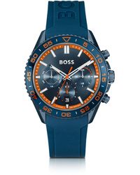 BOSS - Blue Silicone-strap Chronograph Watch With Tonal Dial - Lyst